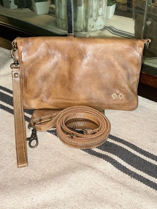 Bed Stu Handbags - Bed Stu Leather Cadence Wallet Wristlet Crossbody Bag Taupe Rustic MSRP $179